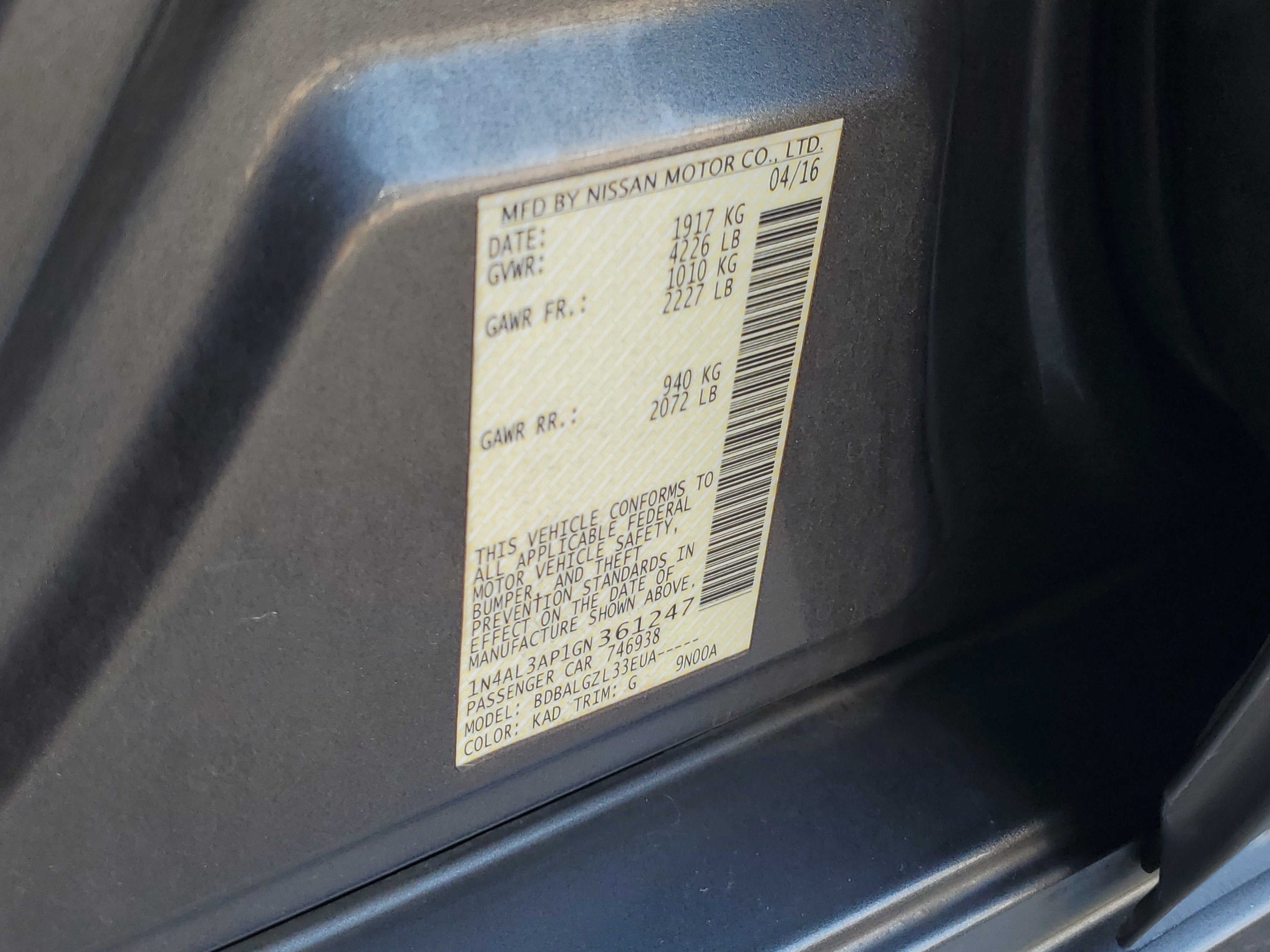 2016 Nissan Altima 2.5 S